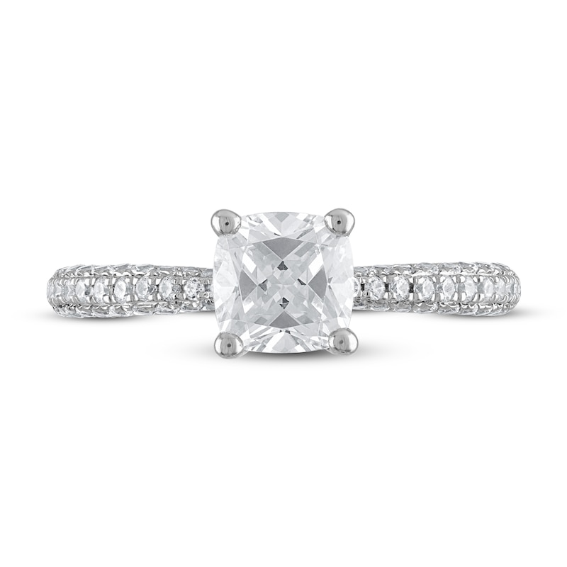 Diamond Engagement Ring 1-3/8 ct tw Cushion/Round 14K White Gold