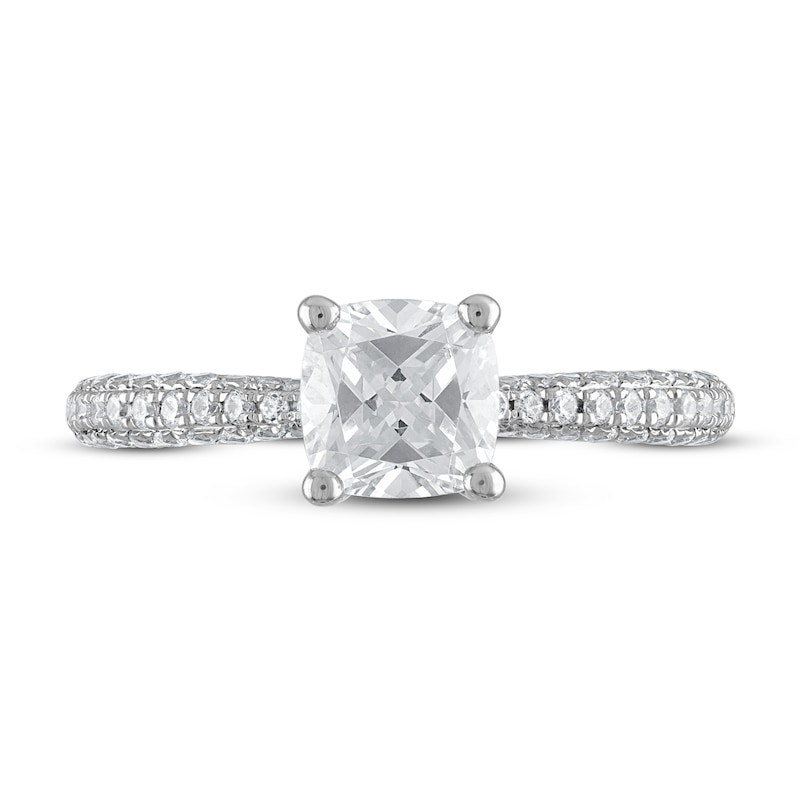 Main Image 3 of Diamond Engagement Ring 1-3/8 ct tw Cushion/Round 14K White Gold
