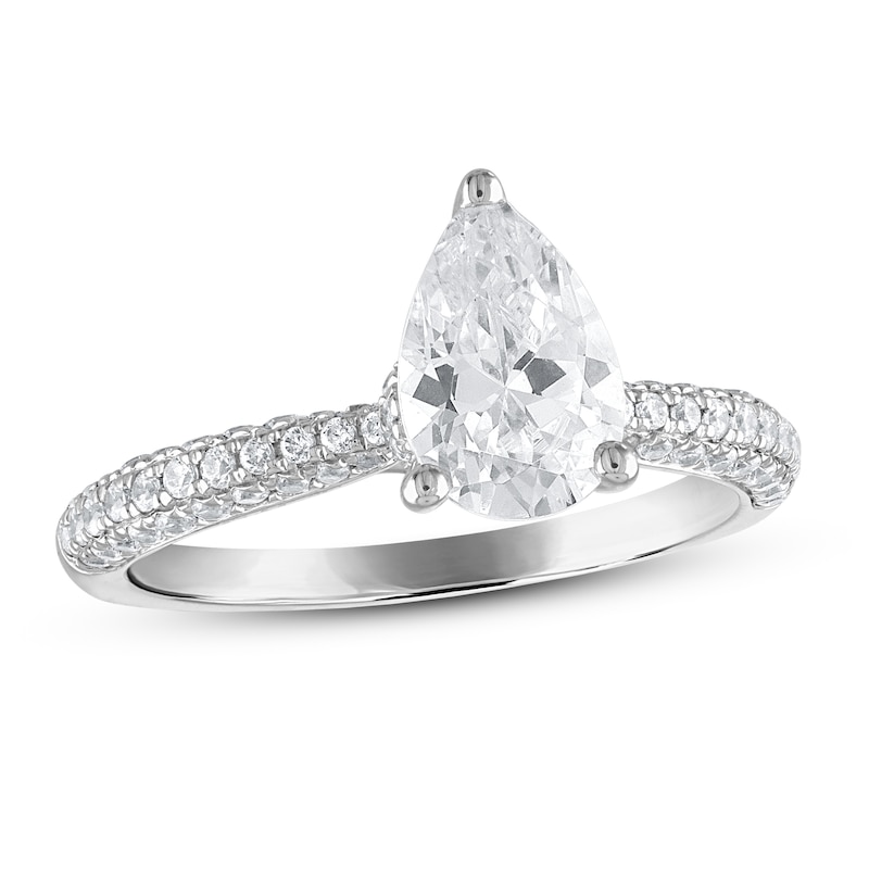Diamond Engagement Ring 1-3/8 ct tw Pear-shaped/Round 14K White Gold