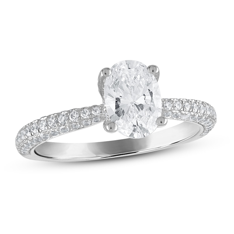 Main Image 1 of Diamond Engagement Ring 1-1/2 ct tw Oval/Round 14K White Gold