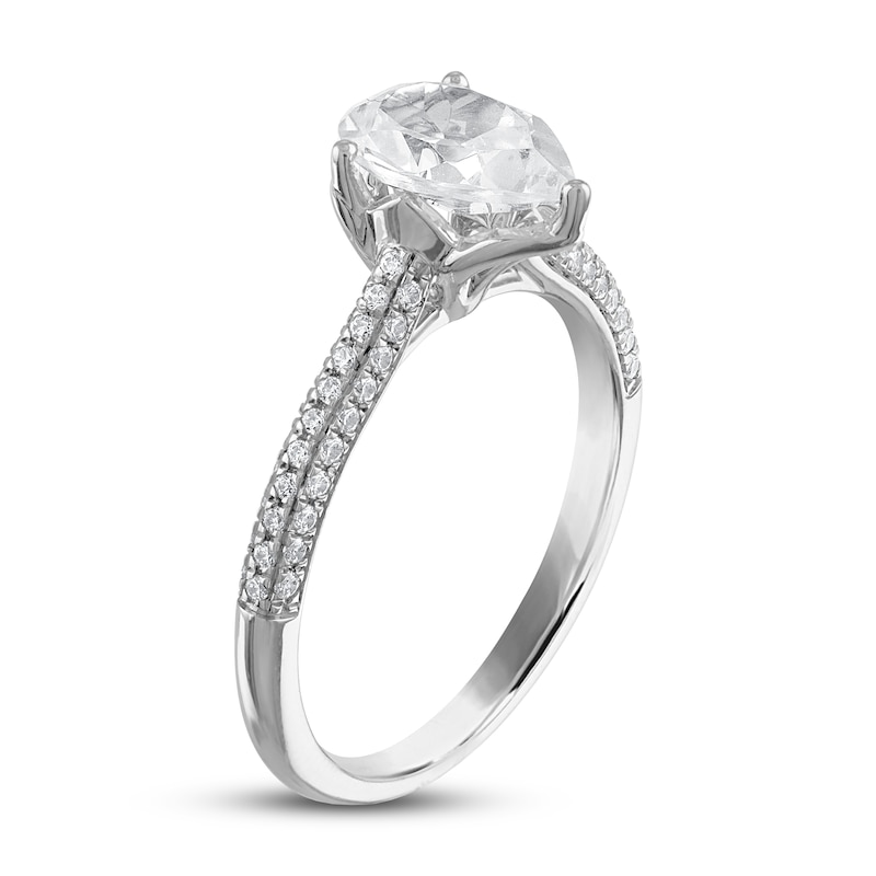 Main Image 2 of Diamond Engagement Ring 1-1/4 ct tw Pear-shaped/Round 14K White Gold