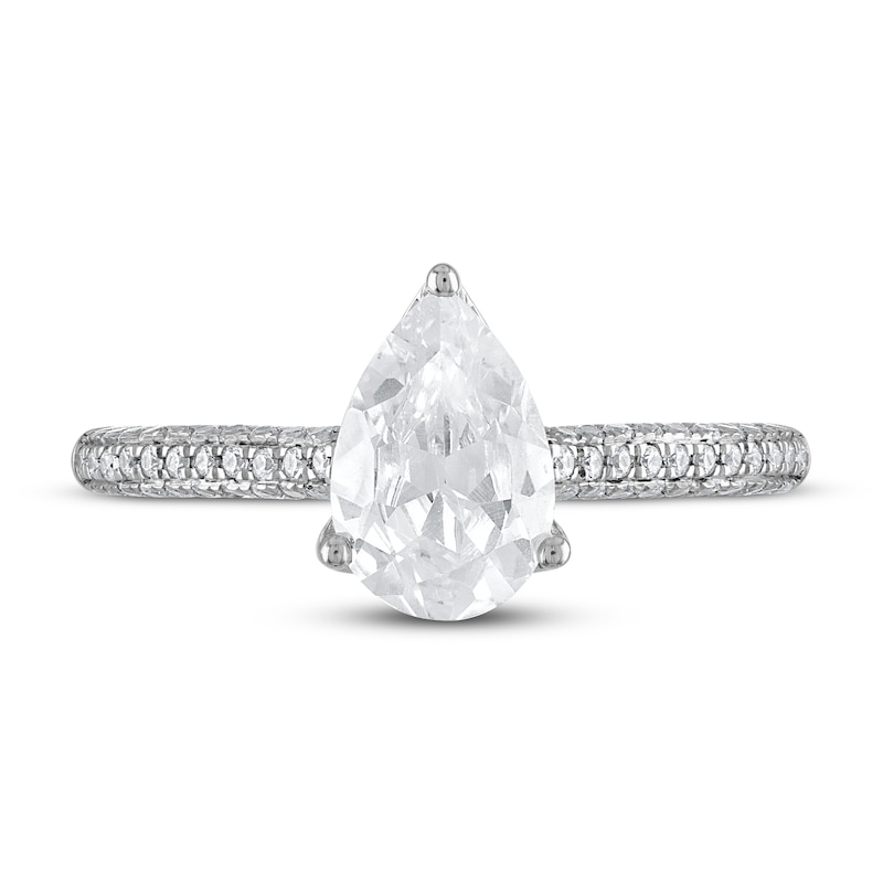Main Image 3 of Diamond Engagement Ring 1-1/4 ct tw Pear-shaped/Round 14K White Gold