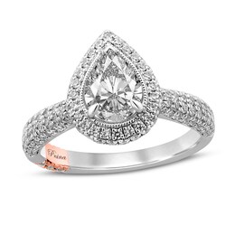 Pnina Tornai The Perfect Pair Diamond Engagement Ring 1-3/4 ct tw Pear-shaped/Round 14K White Gold