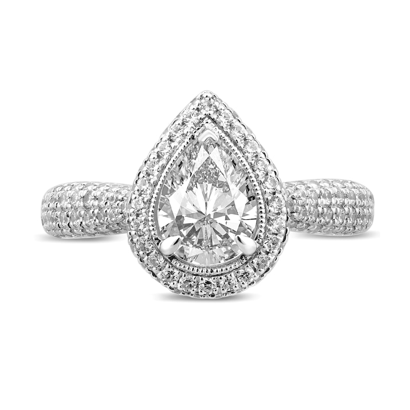 Pnina Tornai The Perfect Pair Diamond Engagement Ring 1-3/4 ct tw Pear-shaped/Round 14K White Gold
