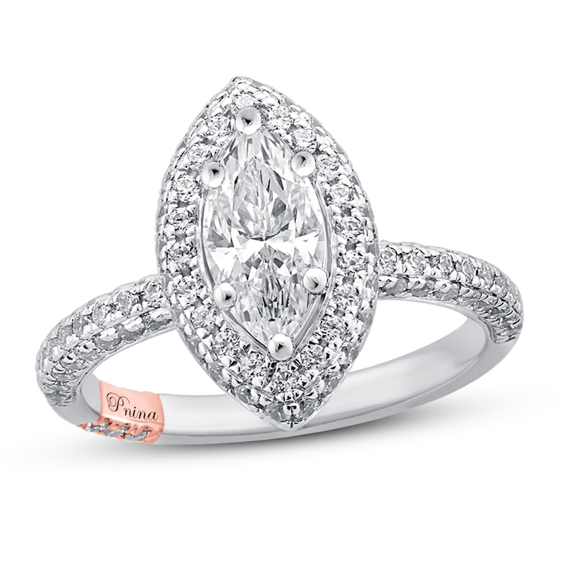 Pnina Tornai From Earth to Sky Diamond Engagement Ring 1-7/8 ct tw Marquise/Round 14K White Gold