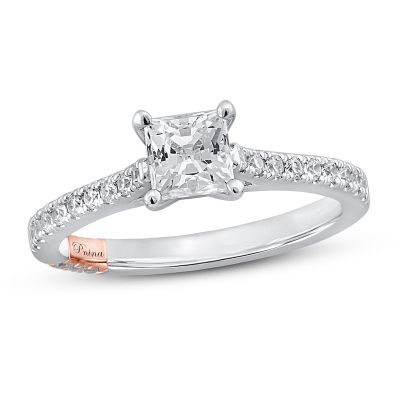 Pnina Tornai The Fifth Element Diamond Engagement Ring 1-1/4 ct tw Princess/Round 14K White Gold