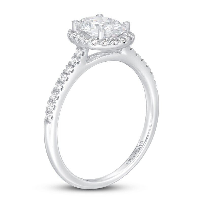 Main Image 2 of Lab-Grown Diamond Engagement Ring 1-1/4 ct tw Oval/Round 14K White Gold