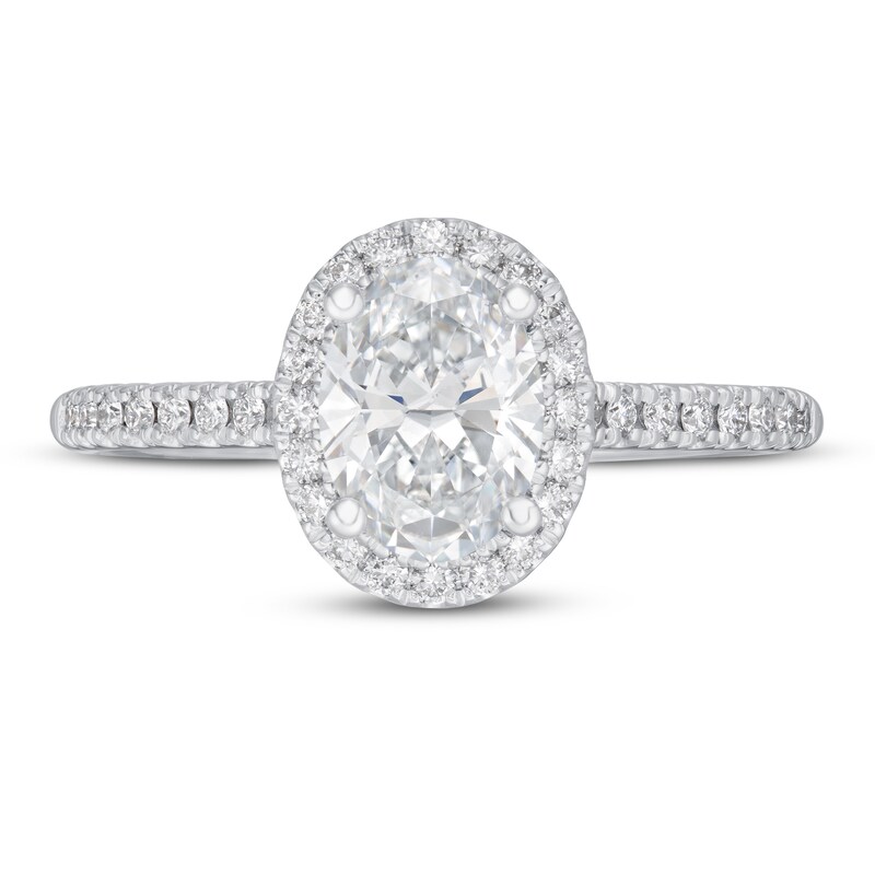 Main Image 3 of Lab-Grown Diamond Engagement Ring 1-1/4 ct tw Oval/Round 14K White Gold