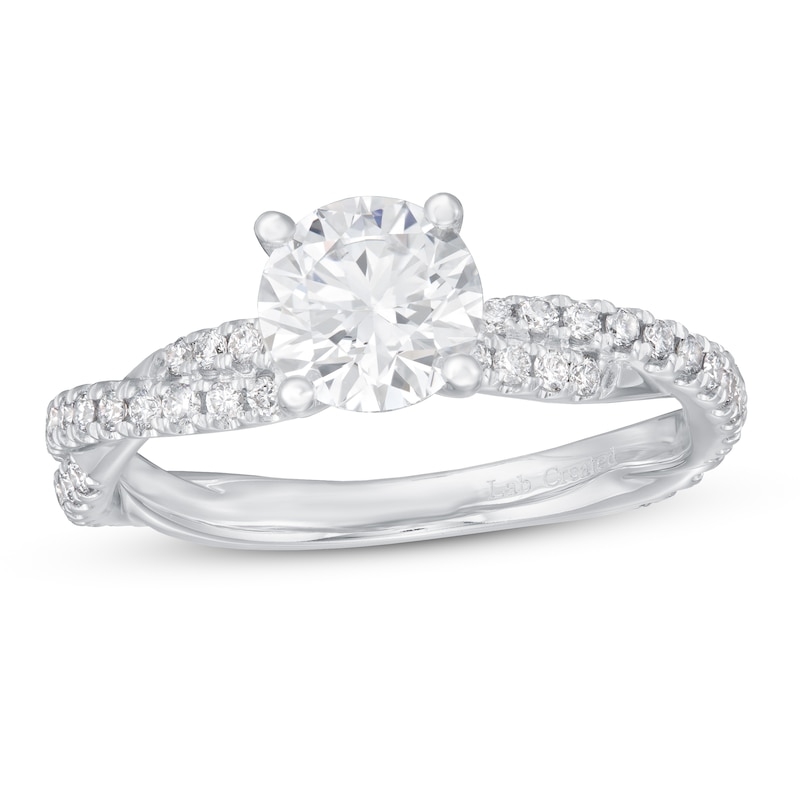 Lab-Created Diamond Engagement Ring 1-1/3 ct tw Round 14K White Gold