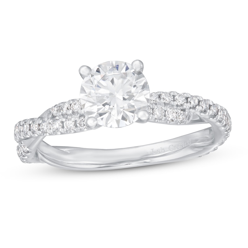 Main Image 1 of Lab-Grown Diamond Engagement Ring 1-1/3 ct tw Round 14K White Gold