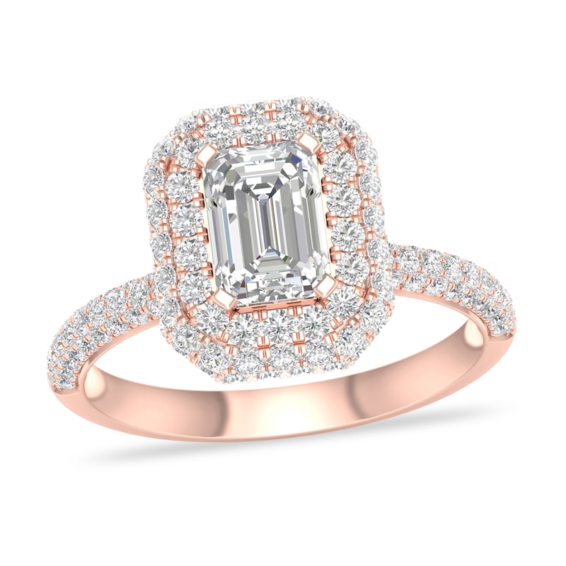 Diamond Ring 1-1/2 ct tw Emerald-cut 14K Rose Gold