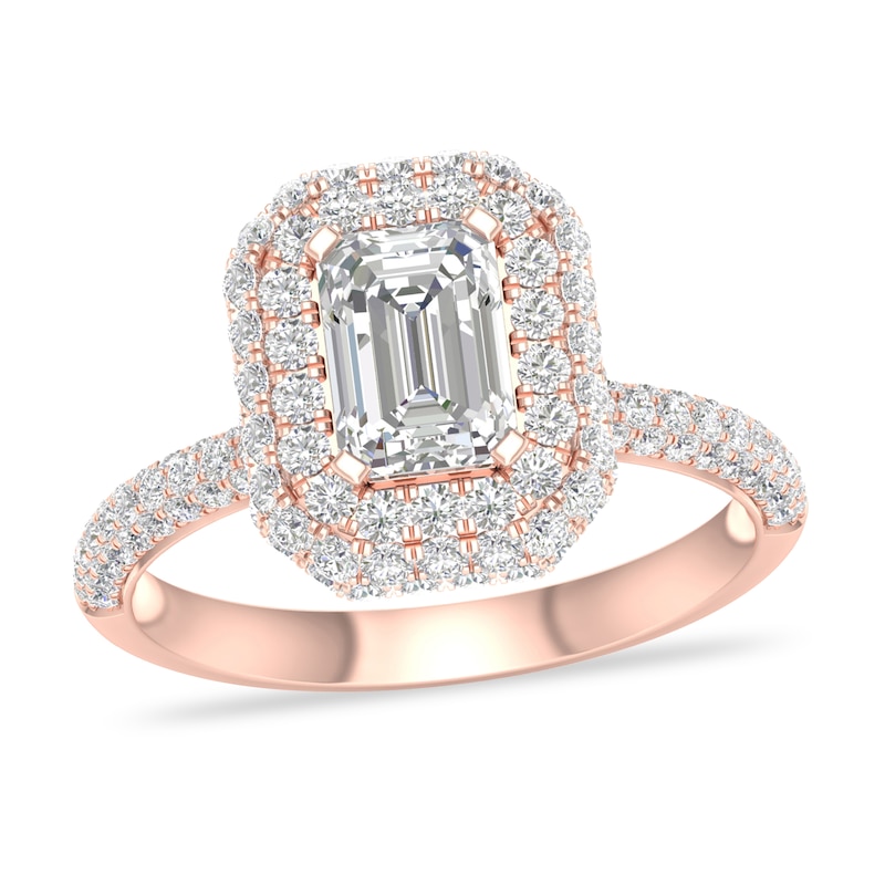 Main Image 1 of Diamond Ring 1-1/2 ct tw Emerald-cut 14K Rose Gold