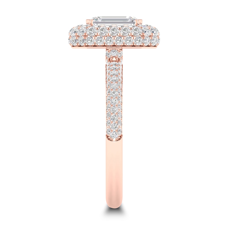 Diamond Ring 1-1/2 ct tw Emerald-cut 14K Rose Gold