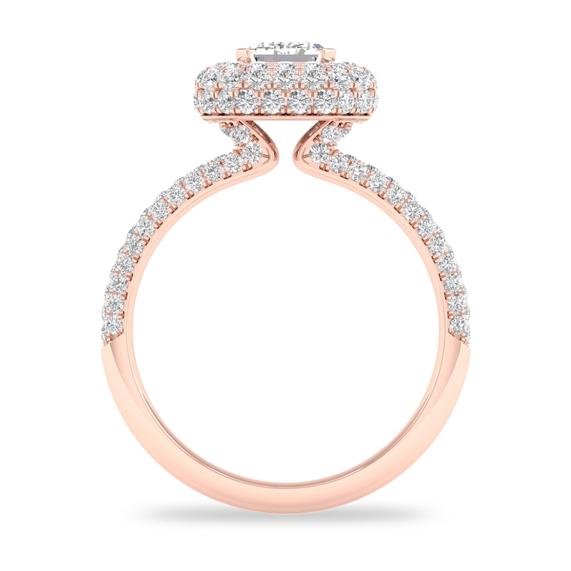 Diamond Ring 1-1/2 ct tw Emerald-cut 14K Rose Gold