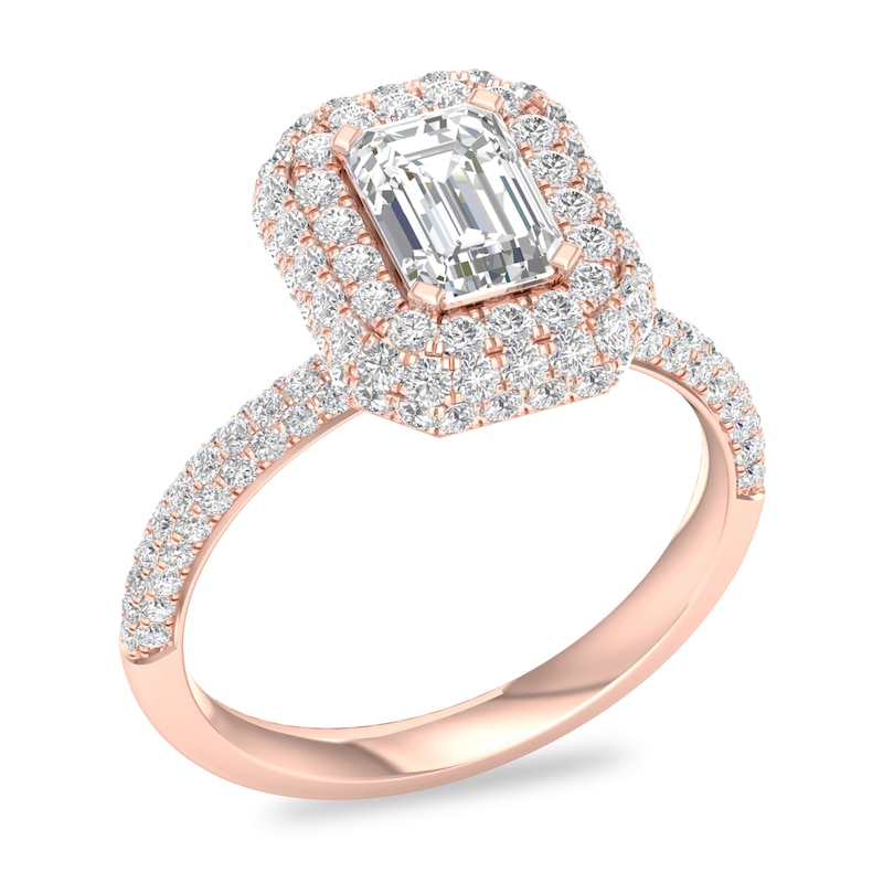 Diamond Ring 1-1/2 ct tw Emerald-cut 14K Rose Gold