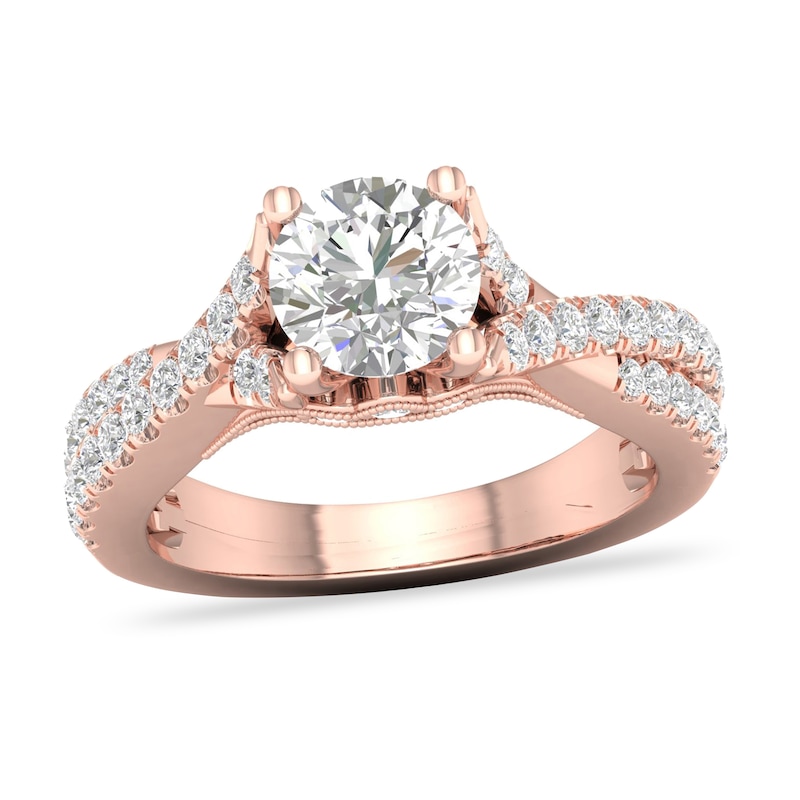 Main Image 1 of Diamond Ring 1-1/2 ct tw Round-cut 14K Rose Gold