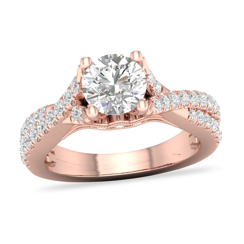 Diamond Ring 1-1/2 ct tw Round-cut 14K Rose Gold