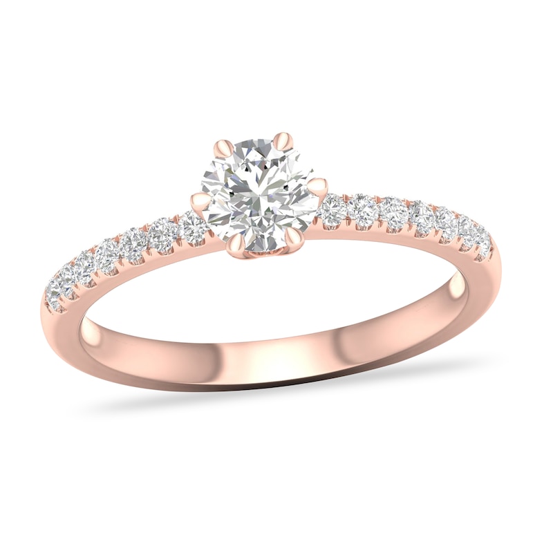 Diamond Ring 1/2 ct tw Round-cut 14K Rose Gold with 360
