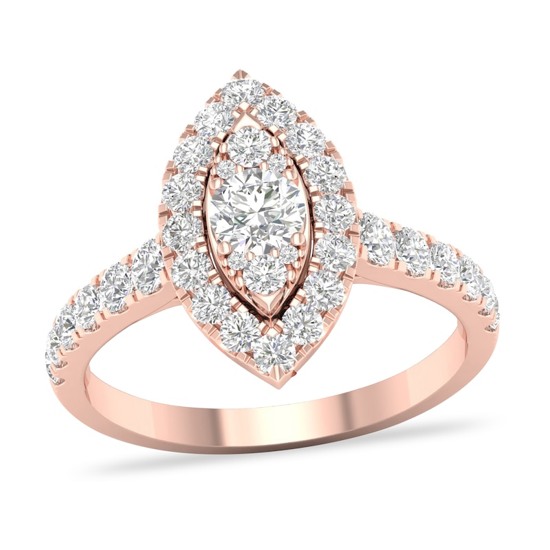 Diamond Ring 1 ct tw Round 14K Rose Gold with 360