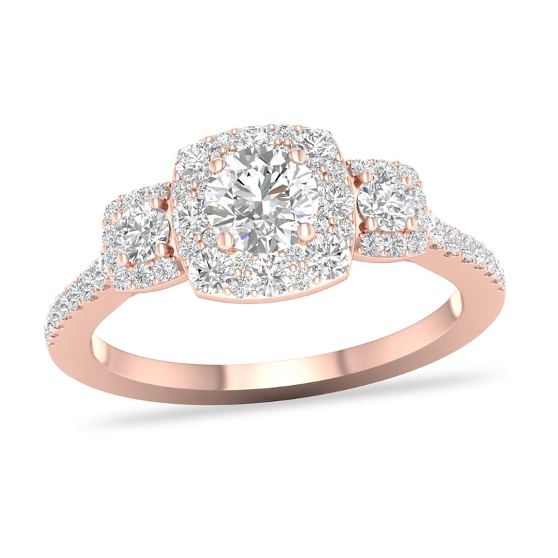 Diamond Ring 1 ct tw Round-cut 14K Rose Gold with 360