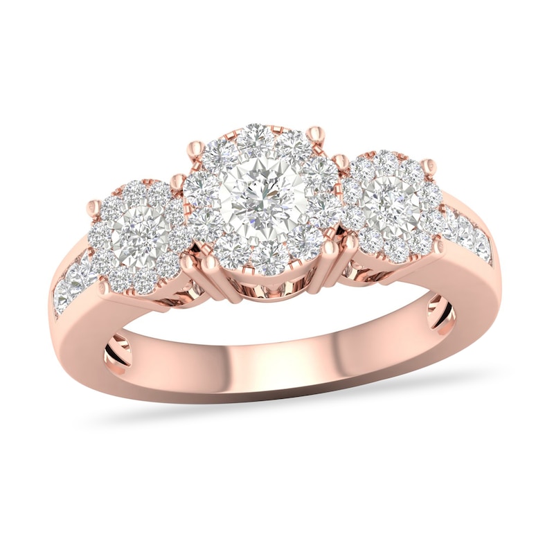Diamond Ring 3/4 ct tw Round-cut 14K Rose Gold with 360