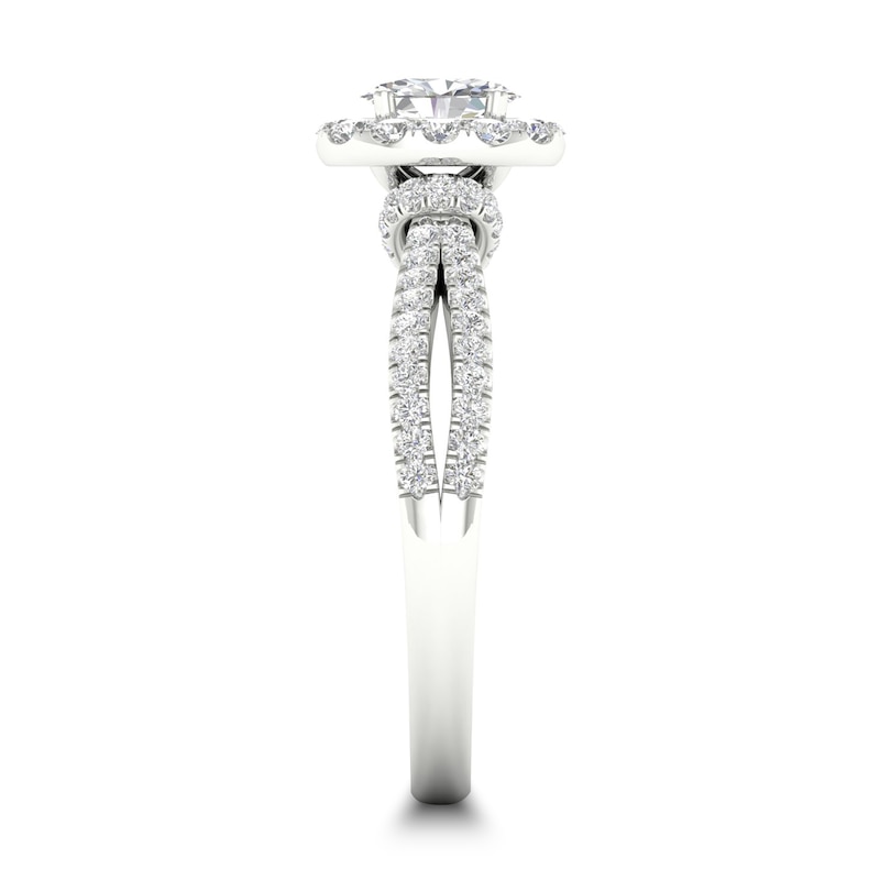 Main Image 2 of Diamond Engagement Ring 3/4 ct tw Oval/Round-cut 14K White Gold