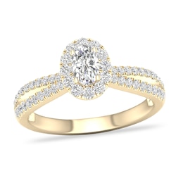 Diamond Ring 3/4 ct tw Oval/Round-cut 14K Yellow Gold