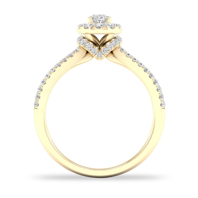 Diamond Ring 3/4 ct tw Oval/Round-cut 14K Yellow Gold