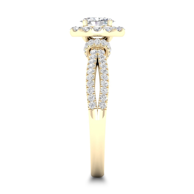 Diamond Ring 3/4 ct tw Oval/Round-cut 14K Yellow Gold