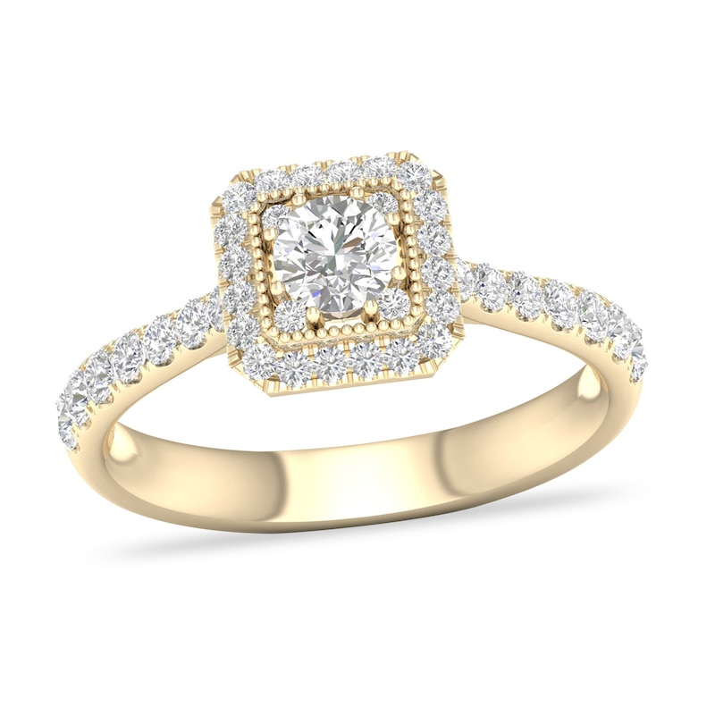 Diamond Ring 3/4 ct tw Round-cut 14K Yellow Gold with 360