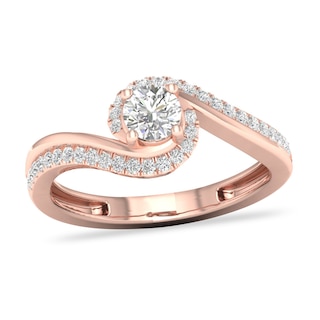 10K Rose Gold Clover-Shaped Diamond Promise Ring, CDD3105-1P