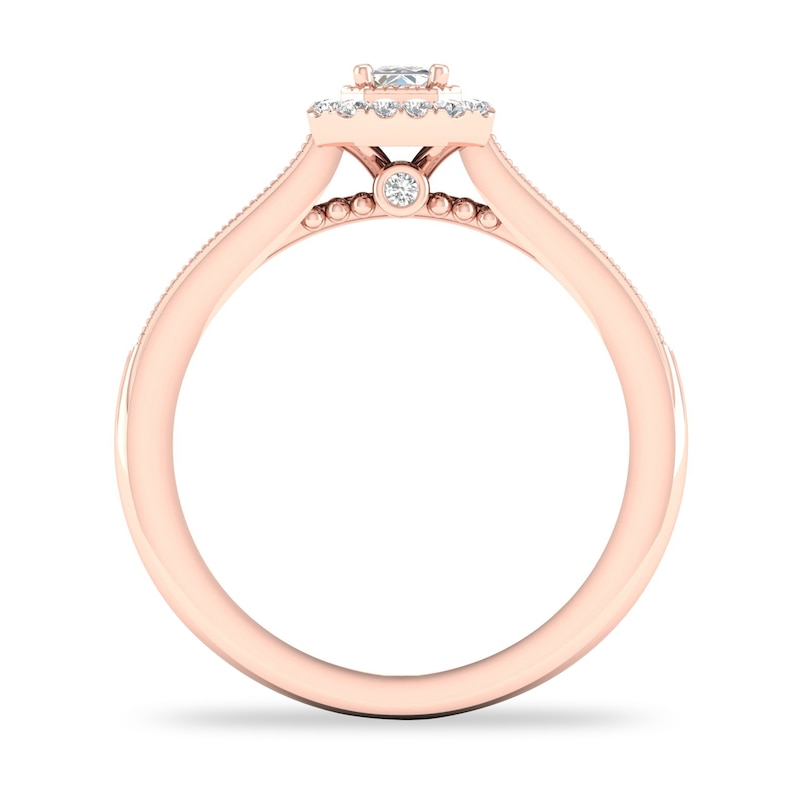 Main Image 2 of Diamond Ring 1/3 ct tw Emerald/Round-cut 14K Rose Gold
