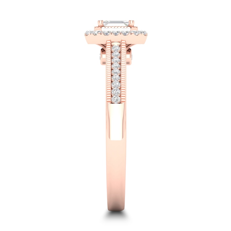 Main Image 3 of Diamond Ring 1/3 ct tw Emerald/Round-cut 14K Rose Gold