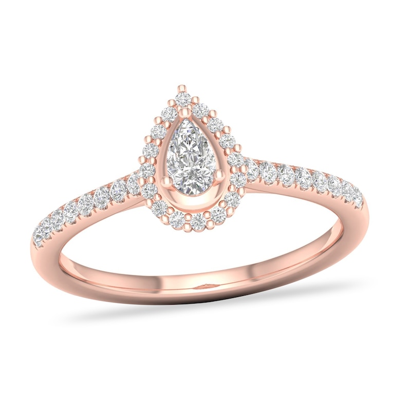 Main Image 1 of Diamond Ring 1/3 ct tw Pear-shaped/Round-cut 14K Rose Gold