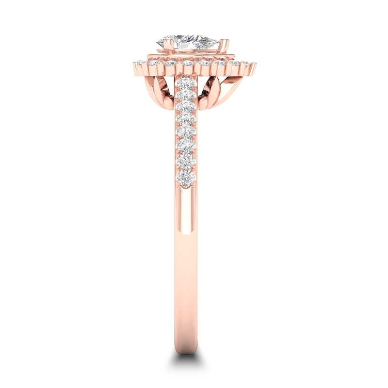 Main Image 3 of Diamond Ring 1/3 ct tw Pear-shaped/Round-cut 14K Rose Gold