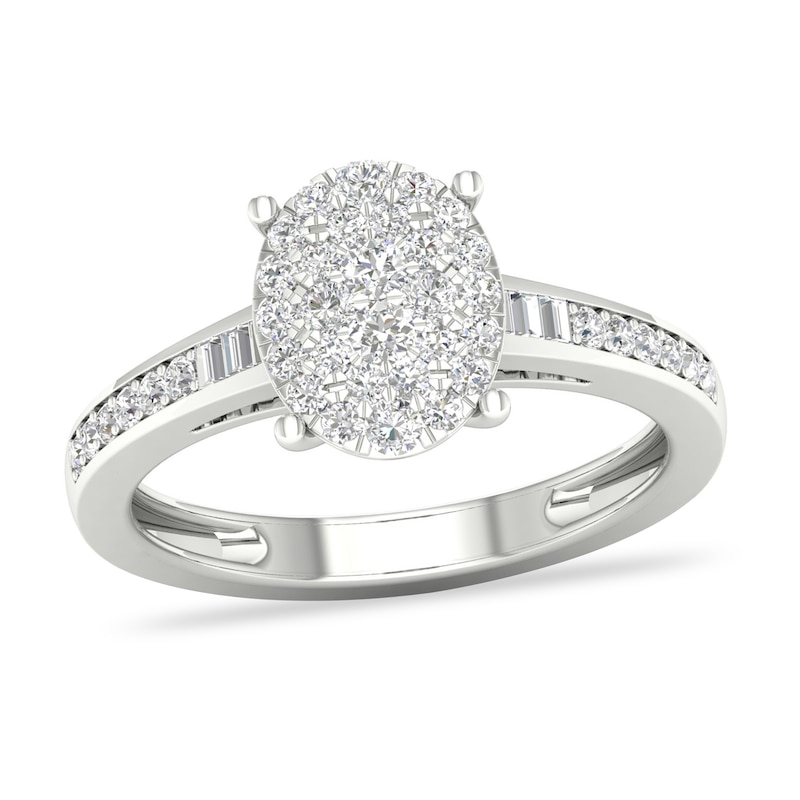 Main Image 1 of Diamond Ring 1/3 ct tw Baguette/Round-cut 14K White Gold