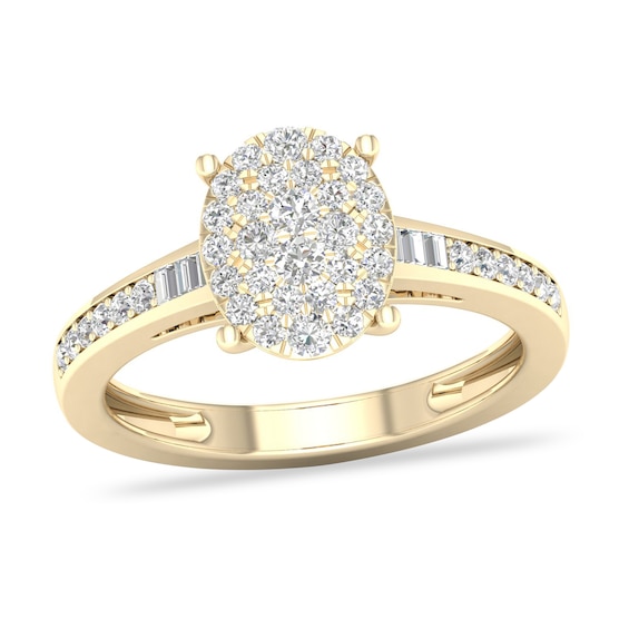 Diamond Ring 1/3 ct tw Baguette/Round-cut 14K Yellow Gold | Jared