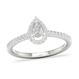 Diamond Ring 1/3 ct tw Pear-shaped/Round-cut 14K White Gold