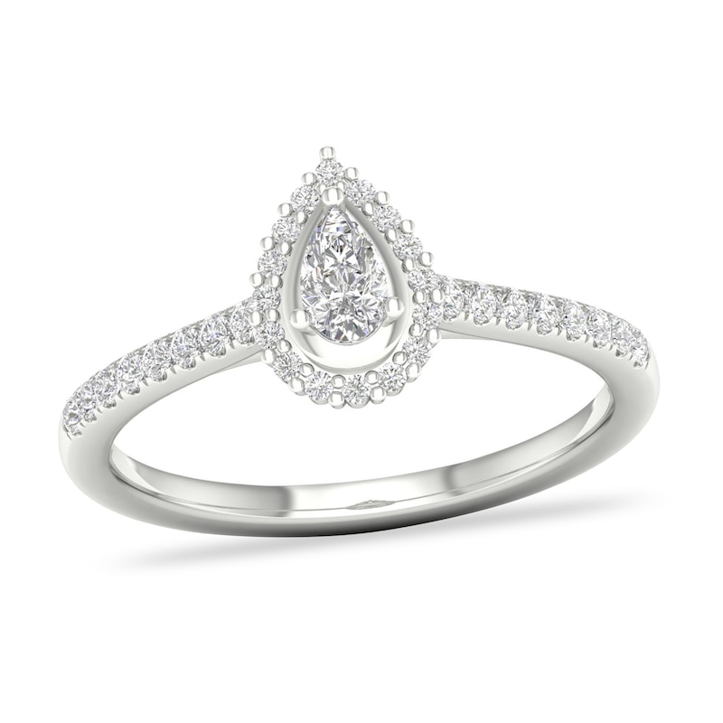 Main Image 1 of Diamond Ring 1/3 ct tw Pear-shaped/Round-cut 14K White Gold