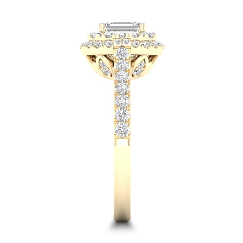 Main Image 3 of Diamond Ring 1 ct tw Emerald/Round-cut 14K Yellow Gold