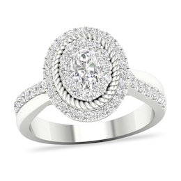 Diamond Engagement Ring 1-1/5 ct tw Oval/Round 14K White Gold