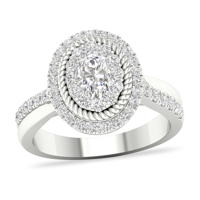 Main Image 1 of Diamond Engagement Ring 1-1/5 ct tw Oval/Round 14K White Gold