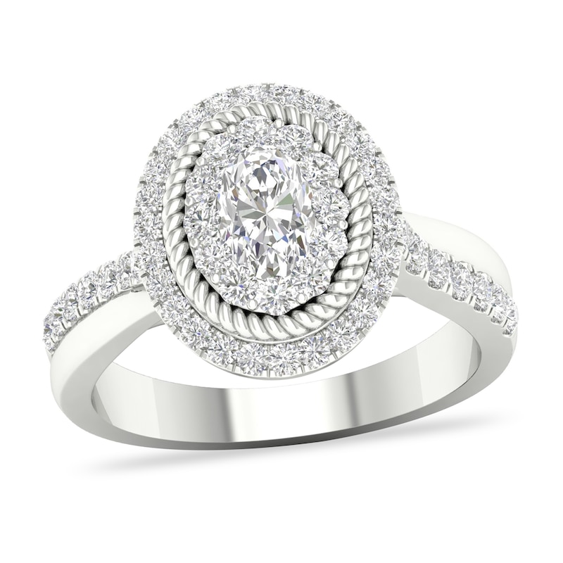 Diamond Engagement Ring 1-1/5 ct tw Oval/Round 14K White Gold