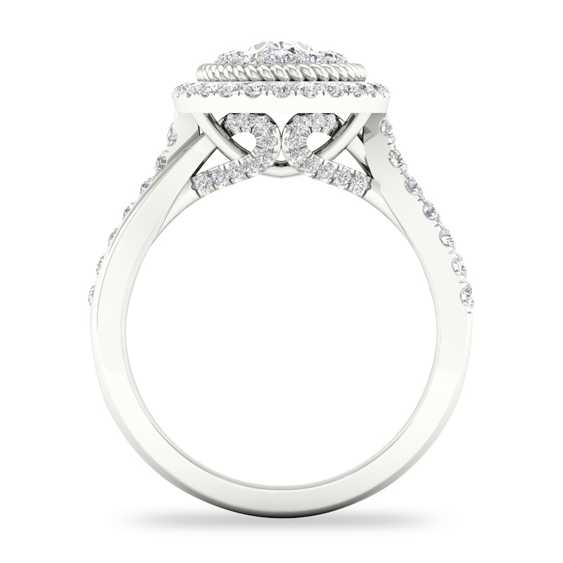 Diamond Engagement Ring 1-1/5 ct tw Oval/Round 14K White Gold