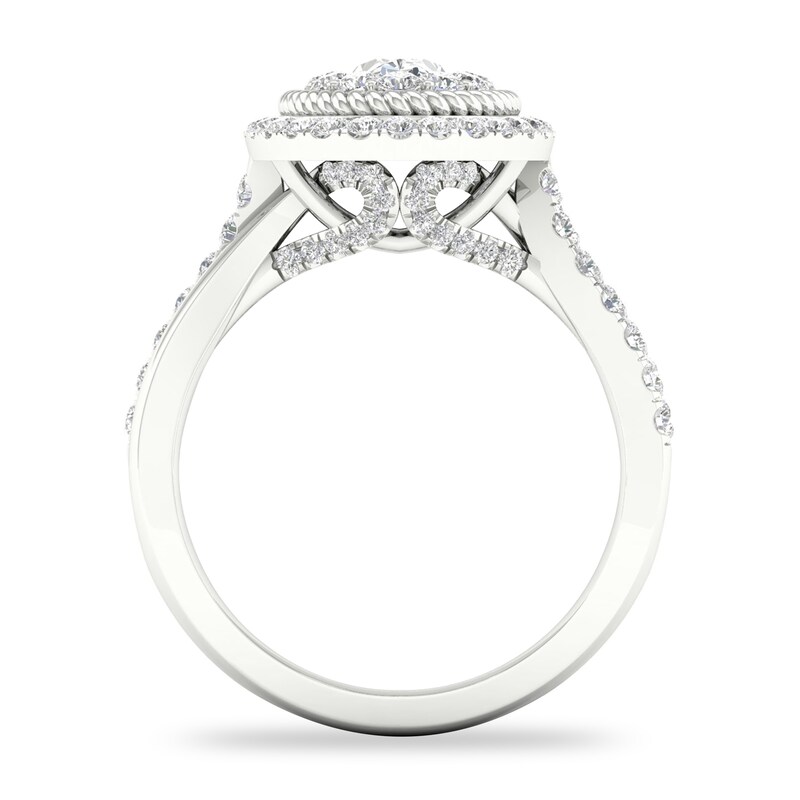 Main Image 3 of Diamond Engagement Ring 1-1/5 ct tw Oval/Round 14K White Gold
