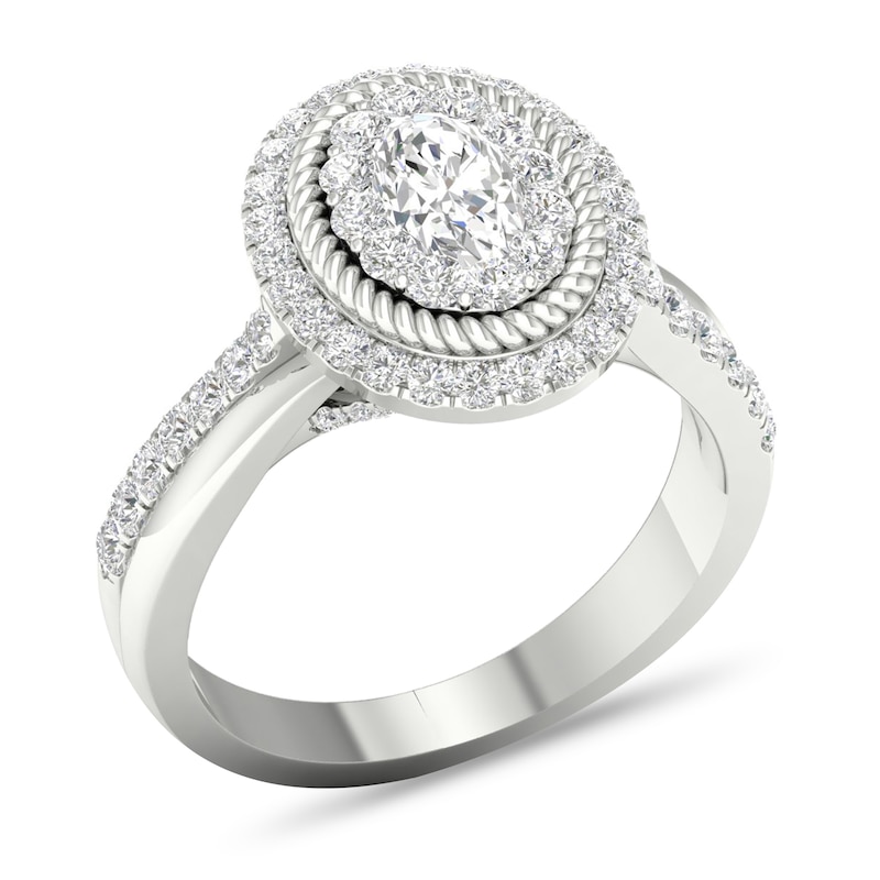 Diamond Engagement Ring 1-1/5 ct tw Oval/Round 14K White Gold