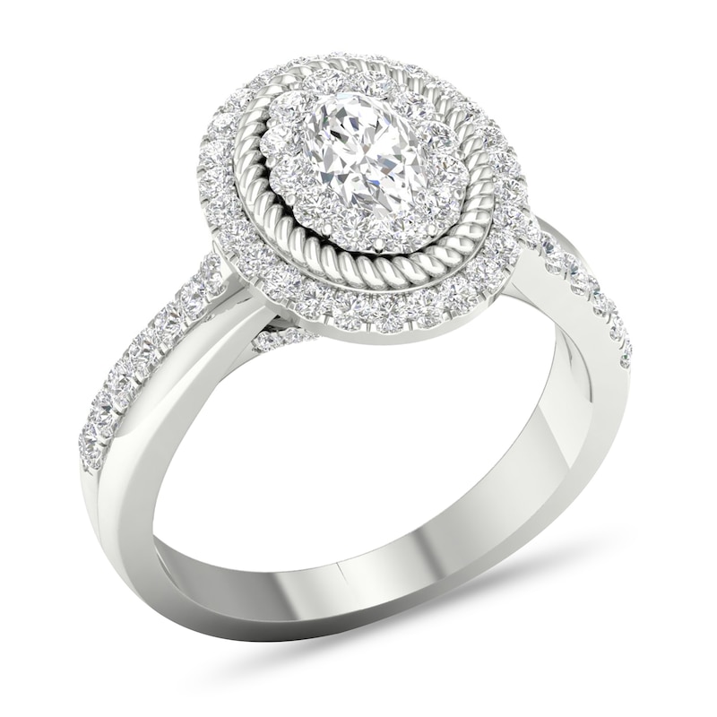 Main Image 4 of Diamond Engagement Ring 1-1/5 ct tw Oval/Round 14K White Gold