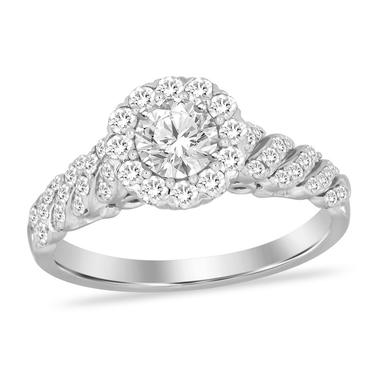 Diamond Engagement Ring 3/4 ct tw Round 14K White Gold