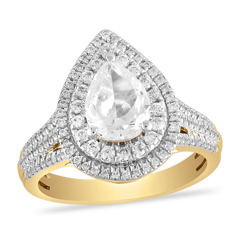 Diamond Engagement Ring 1-1/8 ct tw Pear-shaped/Round 14K Yellow Gold