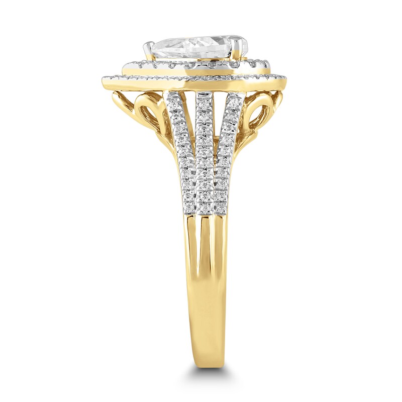 Diamond Engagement Ring 1-1/8 ct tw Pear-shaped/Round 14K Yellow Gold